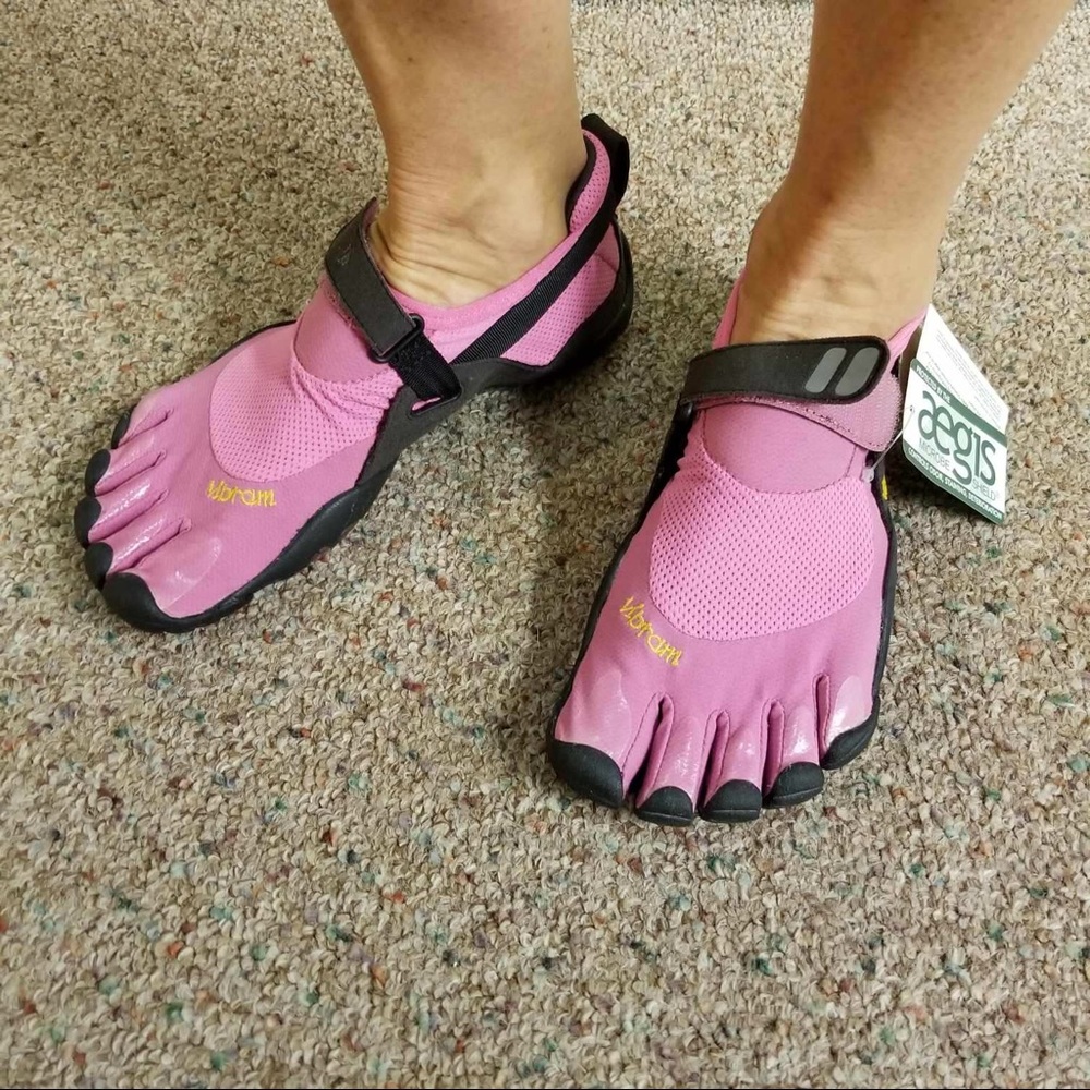Five finger running shoes.
